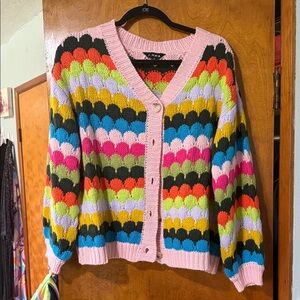 Multicolor Scallop Knit Cardigan